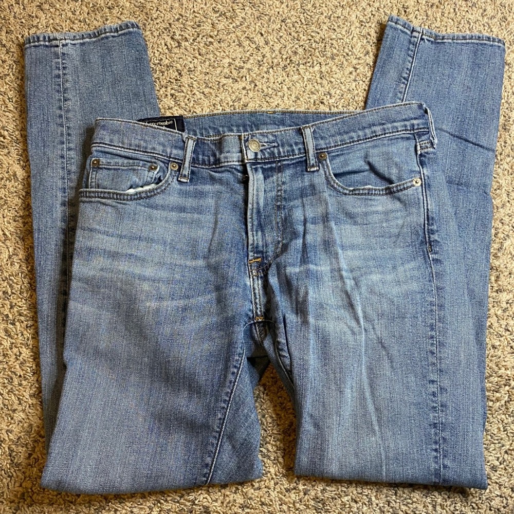 Abercrombie & Fitch Mens Jeans Slim Fit Light Wash Denim‎ Casual